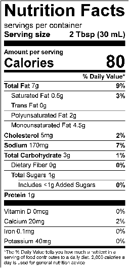 Hatch Chile Ranch Nutrition Facts