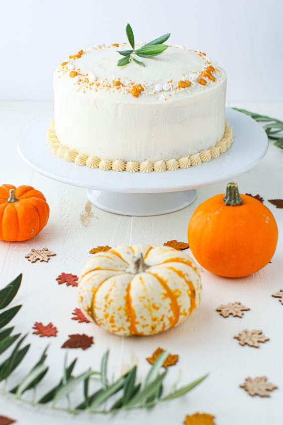 Spiced Pumpkin Cake and Caramel Frosting
