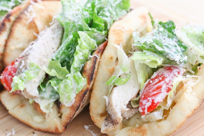 Pair of 20-Minute Chicken Caesar Pita Pockets